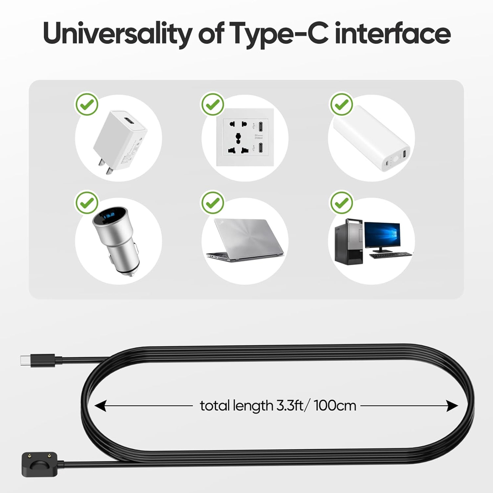 Preto USB-C Cabo de carregamen - Best Smartwatch Accessories avaliação e preço