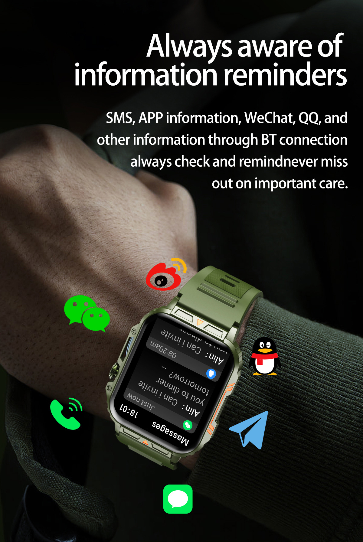 Relógio inteligente militar ao - Smartwatch Face avaliação e preço