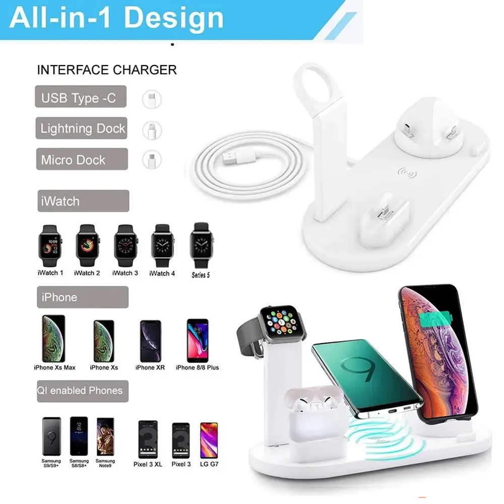 Carregador Sem Fio 7 em 1 de 3 - Wireless Charger Watch avaliação e preço