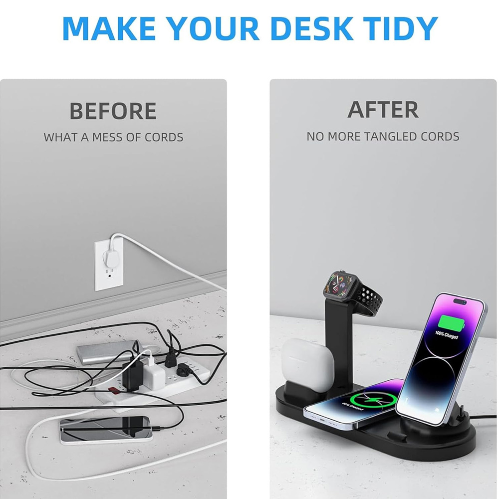 Carregador Sem Fio 7 em 1 de 3 - Wireless Charger Watch avaliação e preço