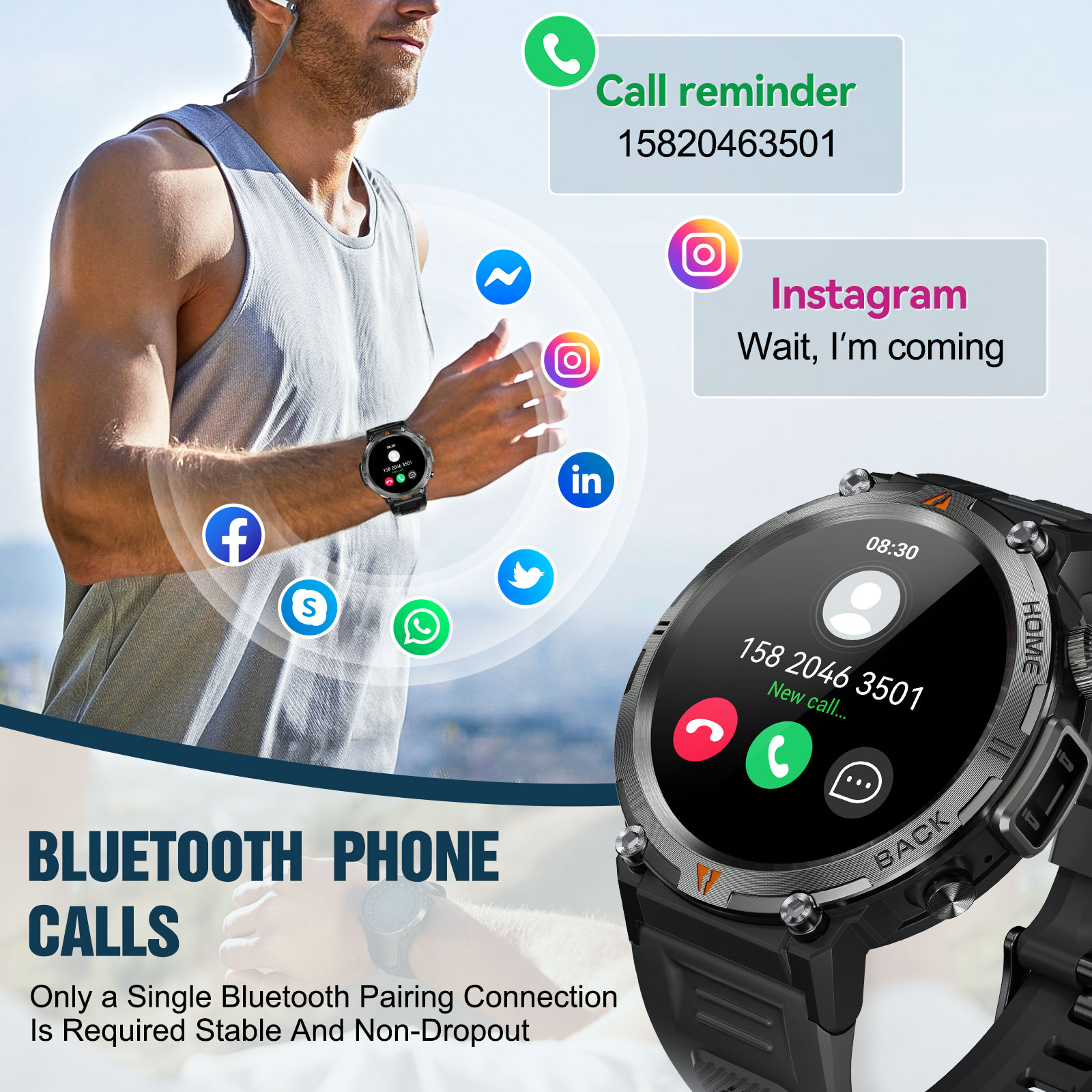 Eiyis ke3 bluetooth chamada re - Smartwatch Face avaliação e preço