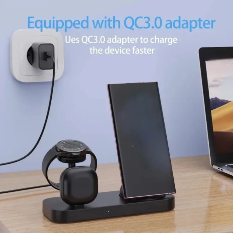Carregador Sem Fio 3 em 1 com  - Wireless Charger Watch avaliação e preço